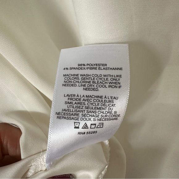 Express Zip Neck Gramercy Tee Top Blouse Ivory Cap Sleeves - Picture 7 of 7